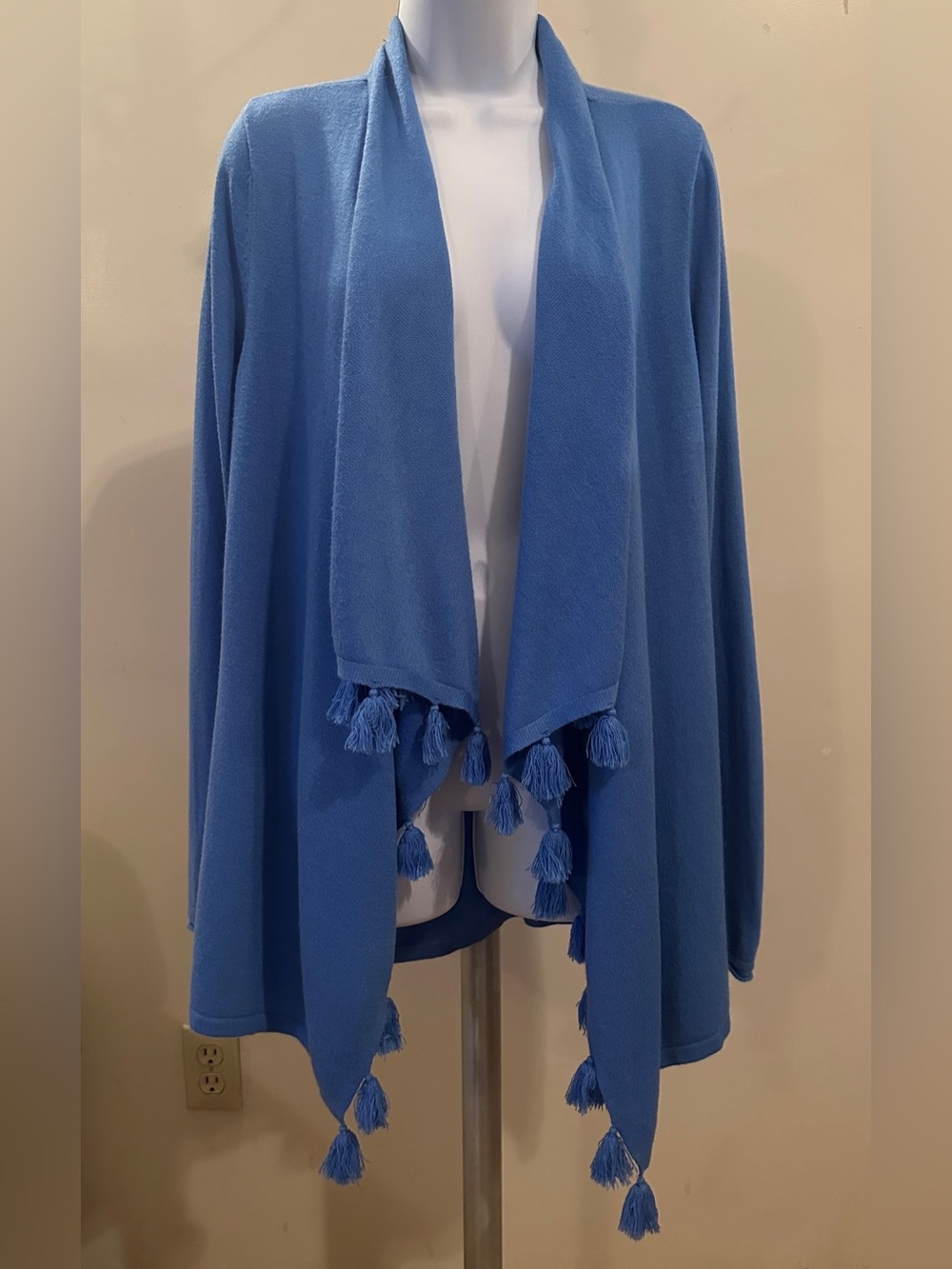 Lilly Pulitzer Periwinkle Open-Front Tassel Poncho
